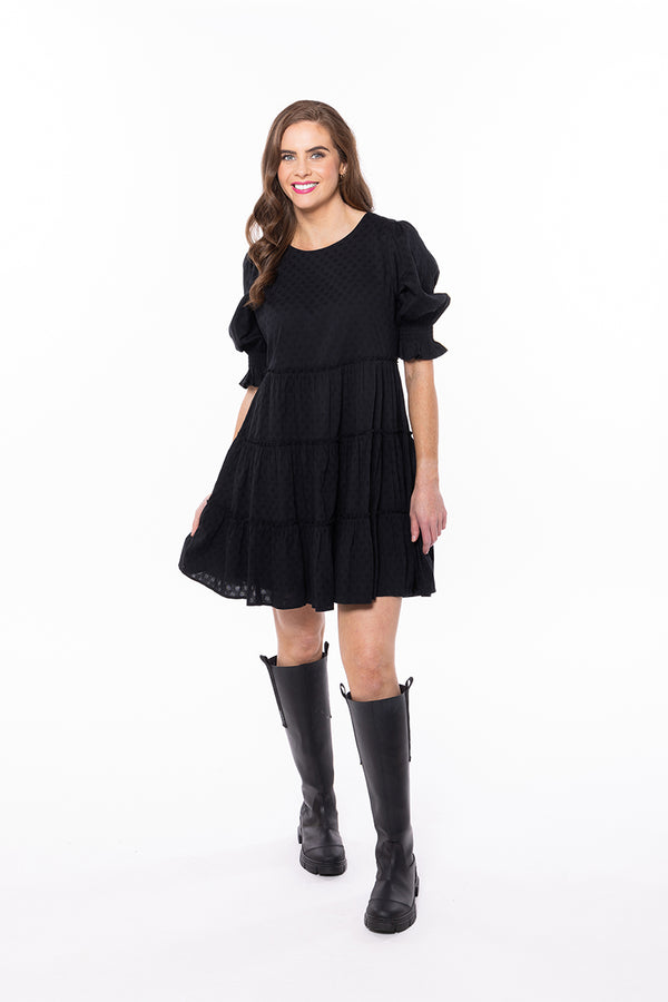 Liela + Luca - Claire Tiered Mini Dress - Black