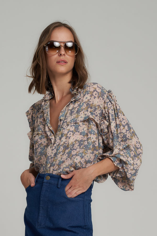 Lilya - Ratu Blouse - Floral Blue
