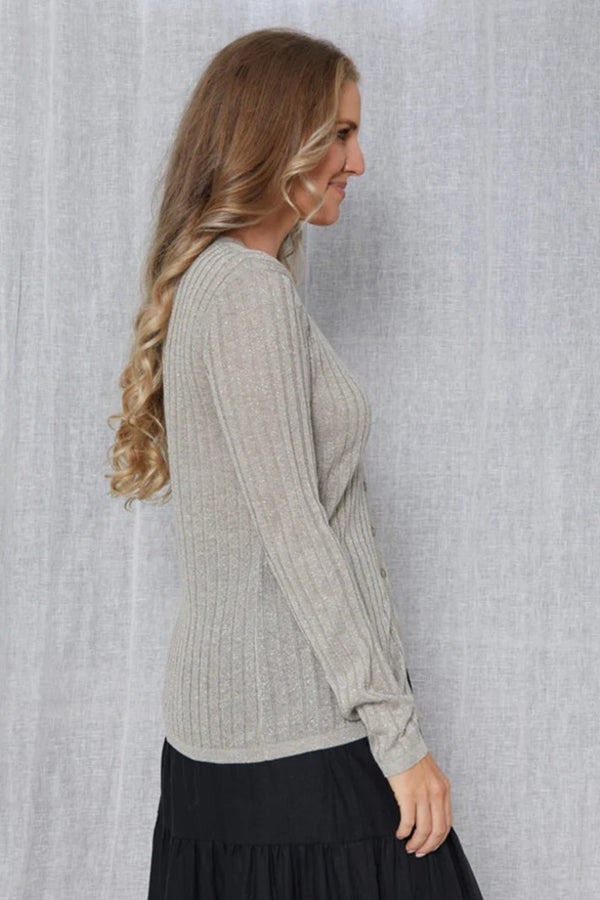 Stella + Gemma - Beverly Cardigan - Mushroom Lurex