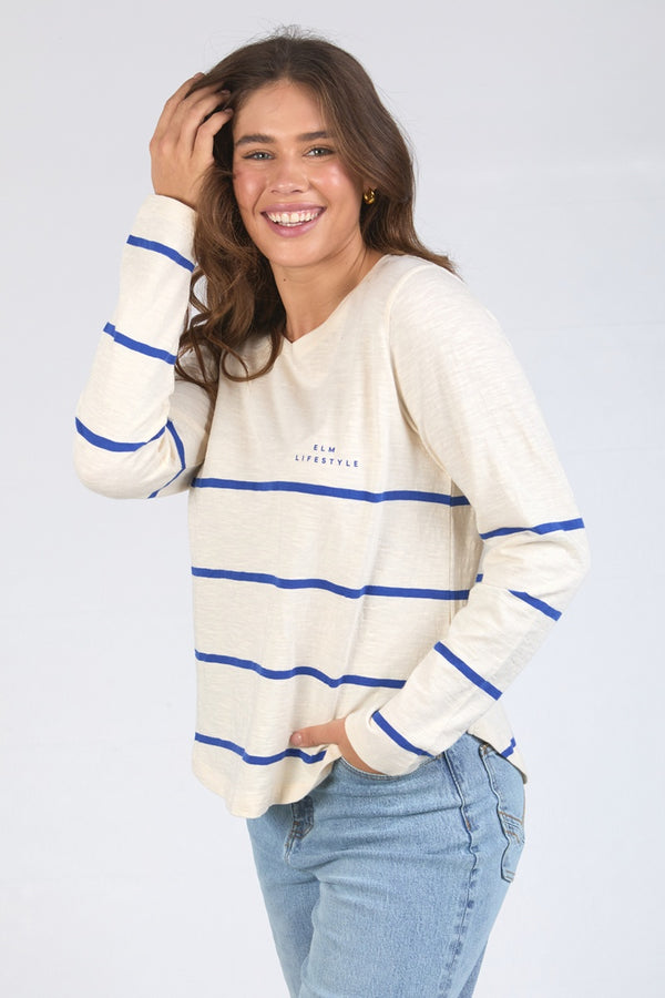 Elm - Crosby Long Sleeve Tee - Blue/White Stripe