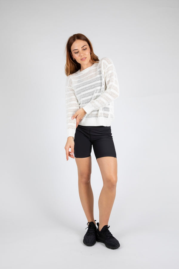 Marlow - Pointelle Crew Neck - White
