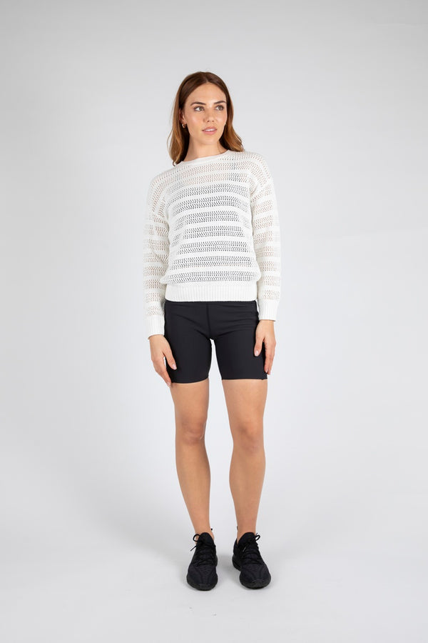 Marlow - Pointelle Crew Neck - White