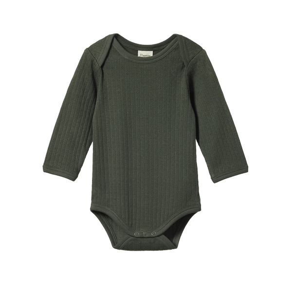 Nature Baby - Long Sleeve Pointelle Bodysuit - Thyme