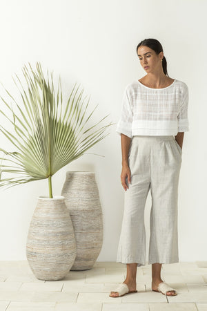 Bird & kite - Angelo Pants - Natural Woven Stripe | milk + ginger