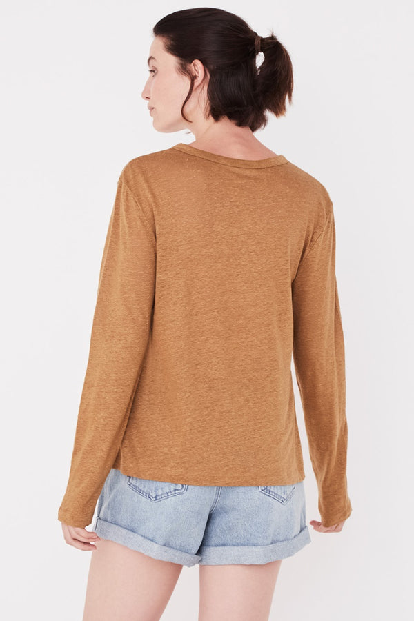 Assembly Label - Mara Linen Long Sleeve Tee - Sepia | milk + ginger