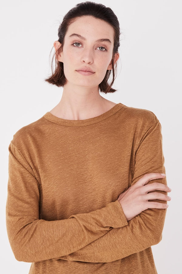 Assembly Label - Mara Linen Long Sleeve Tee - Sepia | milk + ginger