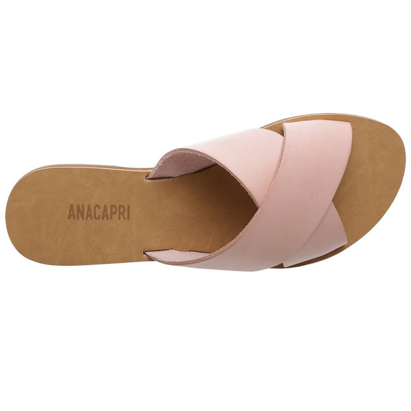 Anacapri - Leather Cross Slides - Nude | milk + ginger