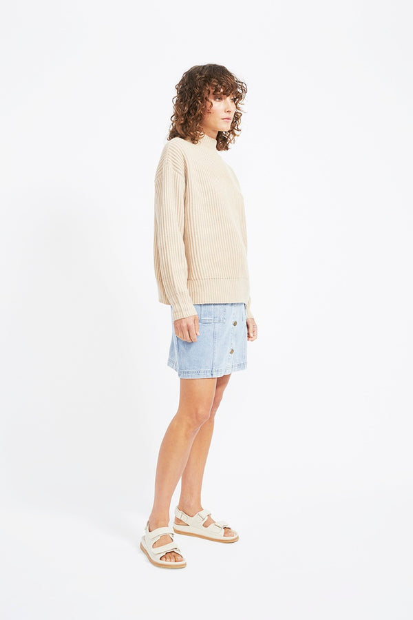 Staple - Oracle Rib Knit Jumper - Natural Marle | milk + ginger