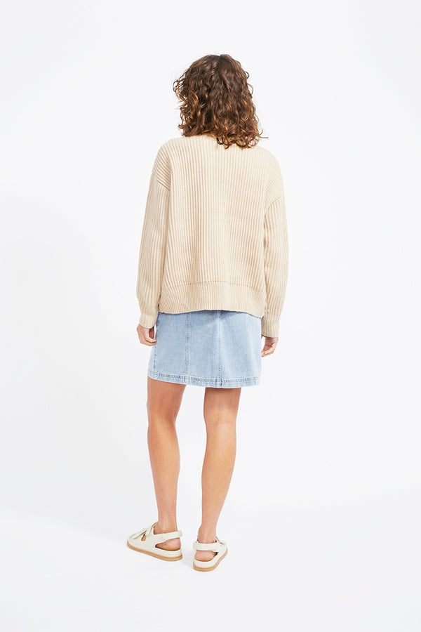 Staple - Oracle Rib Knit Jumper - Natural Marle | milk + ginger