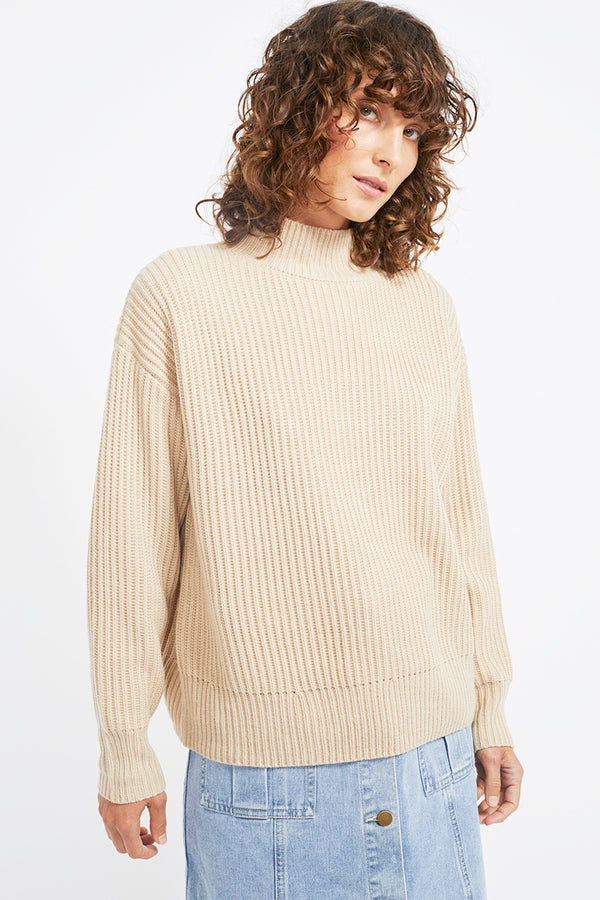 Staple - Oracle Rib Knit Jumper - Natural Marle | milk + ginger
