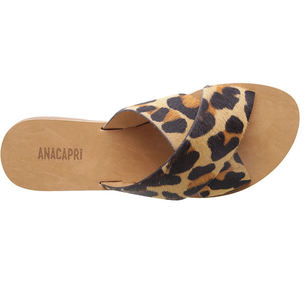 Anacapri - Leather Cross Slides - Animal | milk + ginger