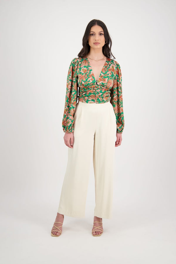 Among The Brave - Reign Top - Green Floral