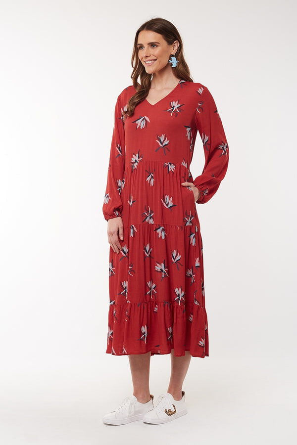 Elm - Native Flora Dress - Rust | milk + ginger