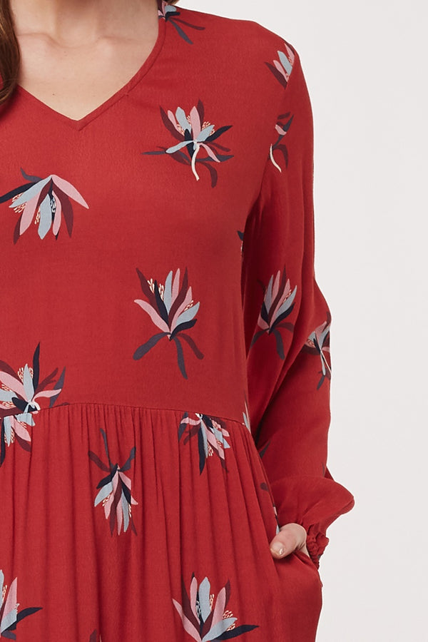 Elm - Native Flora Dress - Rust | milk + ginger