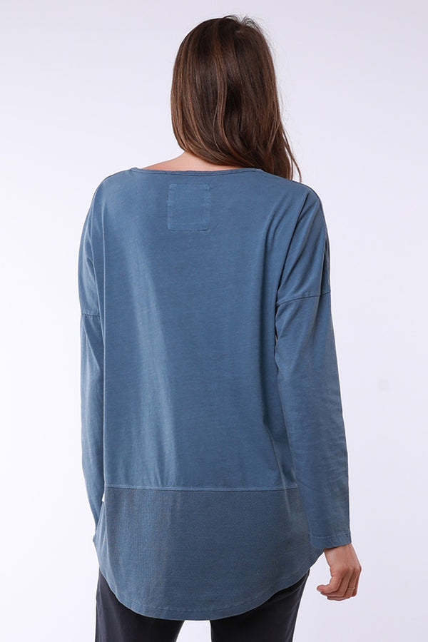 Elm - Fundamental Long Sleeve Rib Tee - Steel Blue | milk + ginger