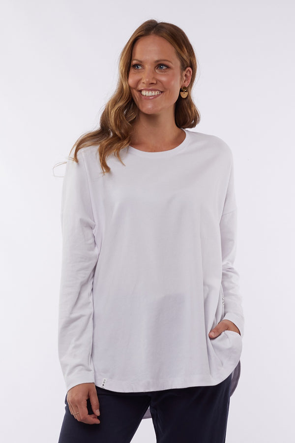 Elm - Society Long Sleeve Tee - White | milk + ginger