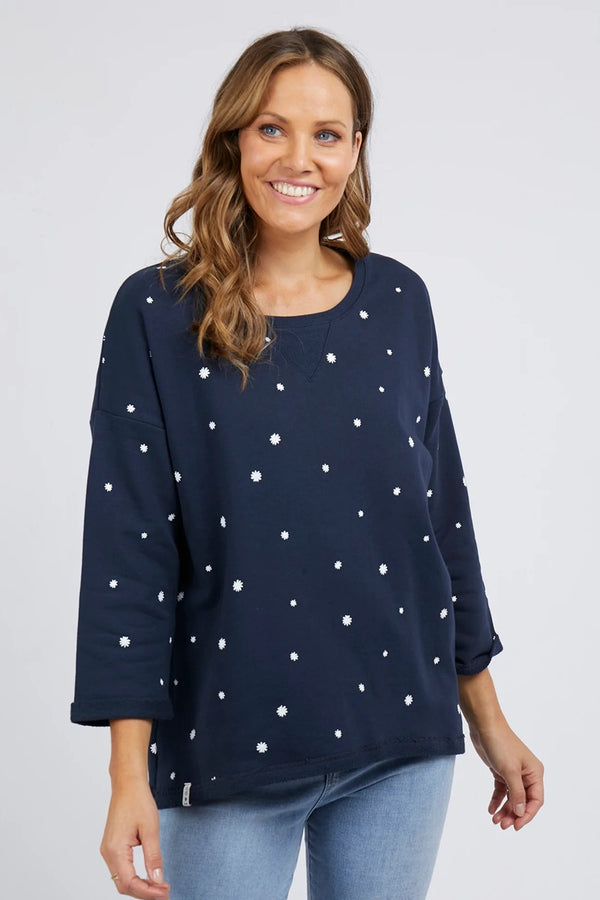 Elm - Daisy Fleece Crew - Navy
