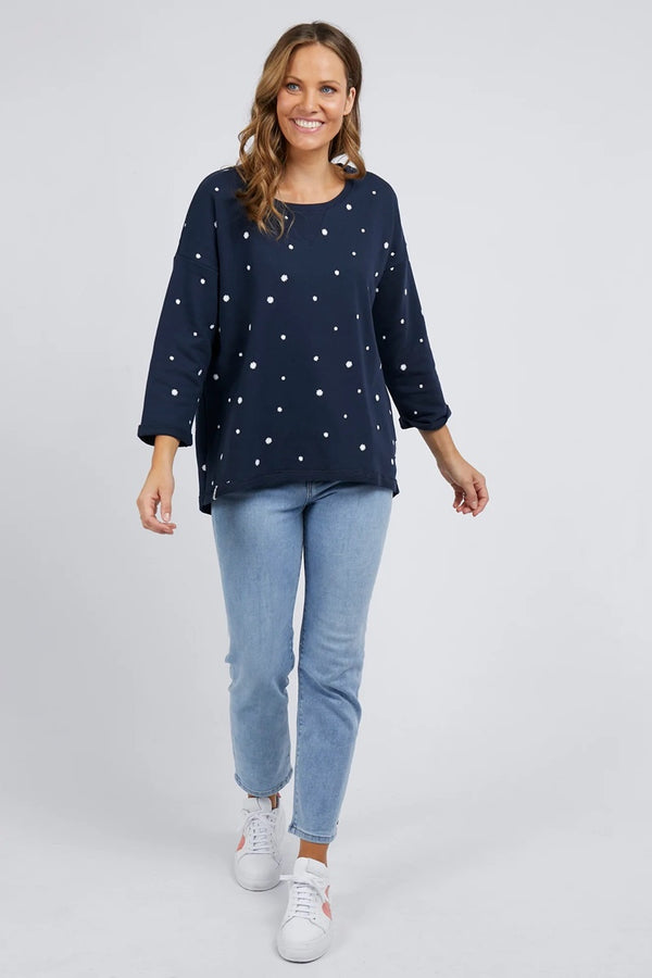 Elm - Daisy Fleece Crew - Navy