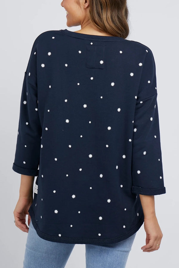 Elm - Daisy Fleece Crew - Navy