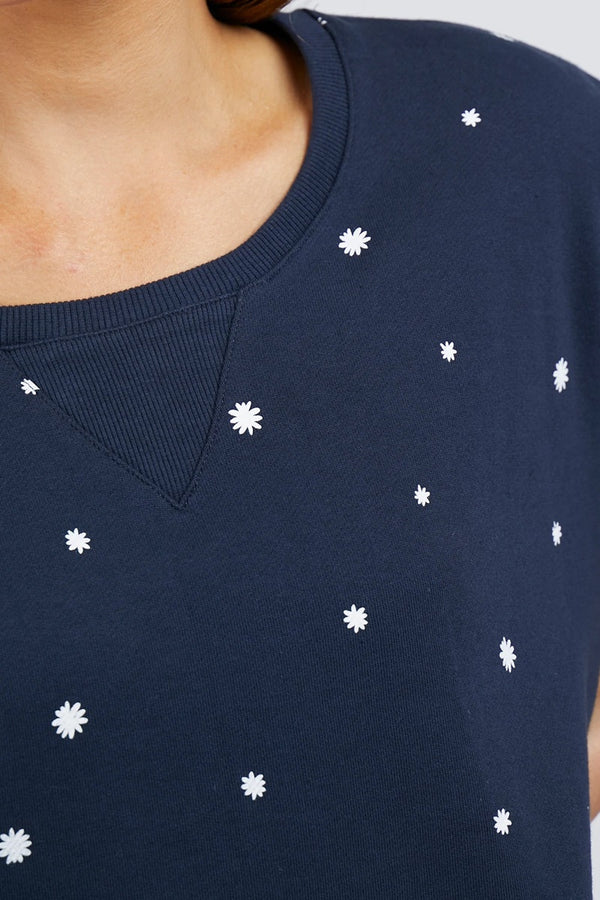 Elm - Daisy Fleece Crew - Navy