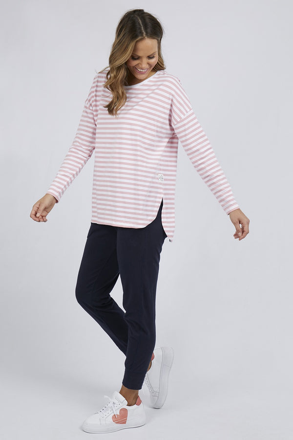 Elm - Fundamental - Lauren L/Sleeve Tee - Coral & White Stripe