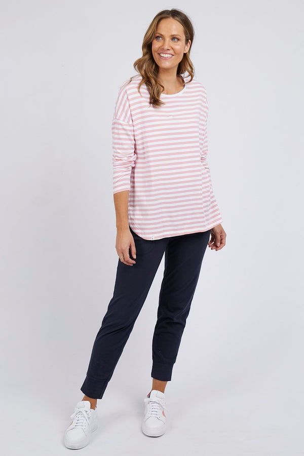 Elm - Fundamental - Lauren L/Sleeve Tee - Coral & White Stripe