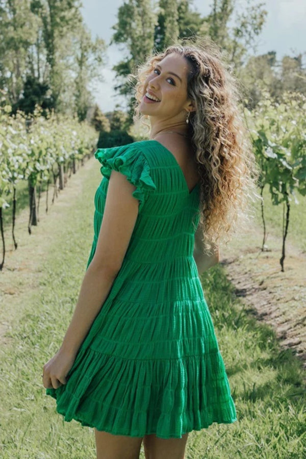 Ivy + Jack - Molly Emerald Flutter Dress