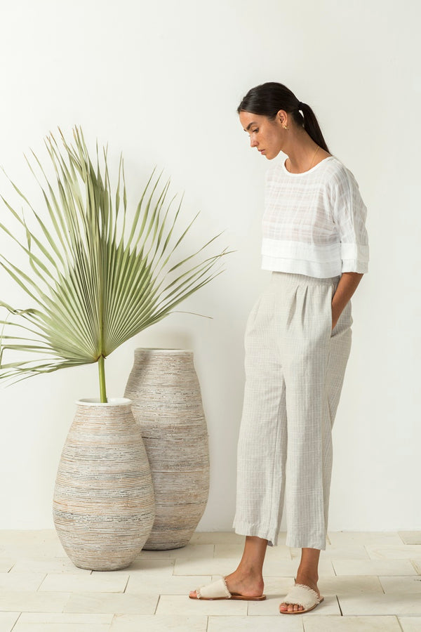 Bird & kite - Angelo Pants - Natural Woven Stripe | milk + ginger