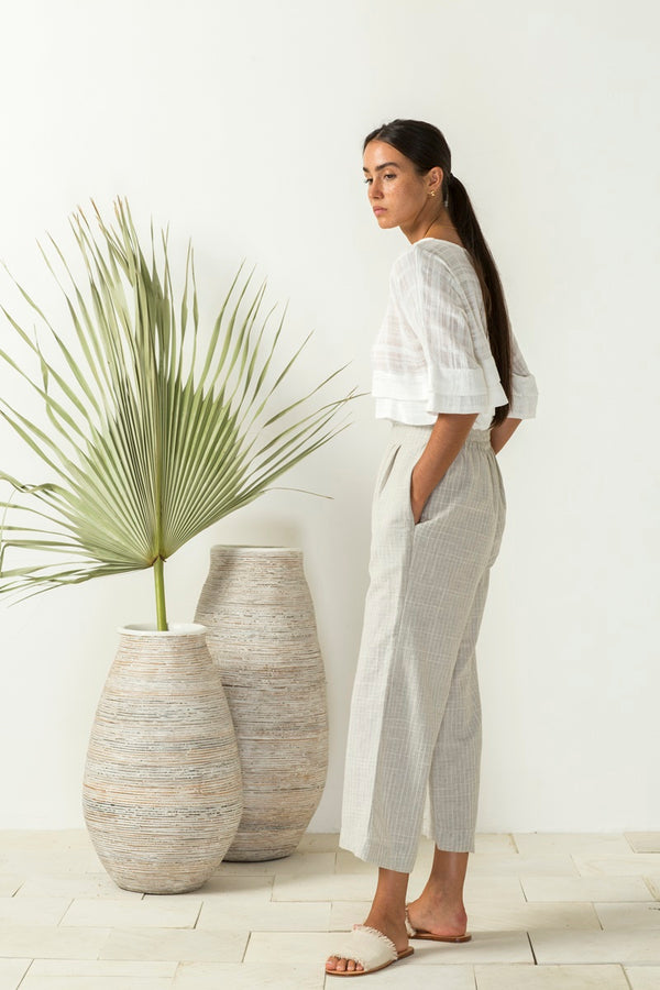 Bird & kite - Angelo Pants - Natural Woven Stripe | milk + ginger