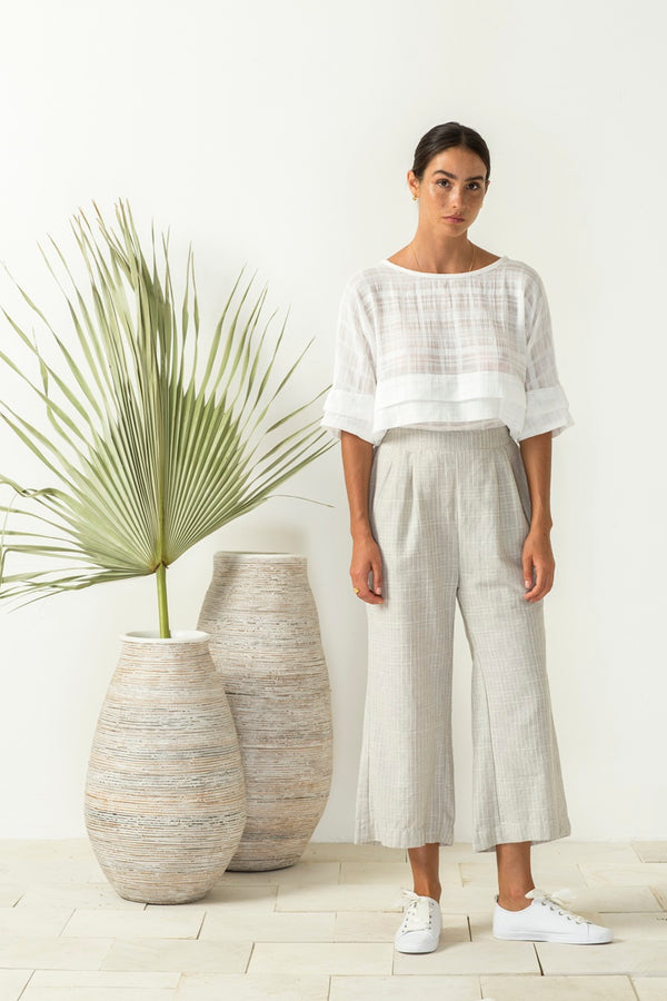 Bird & kite - Angelo Pants - Natural Woven Stripe | milk + ginger