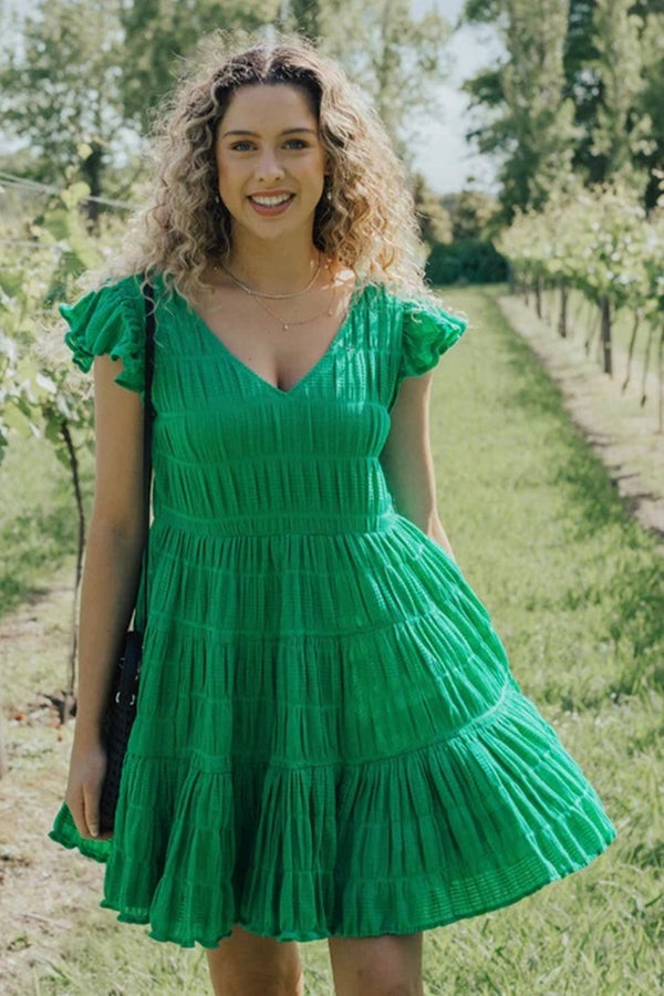 Ivy + Jack - Molly Emerald Flutter Dress