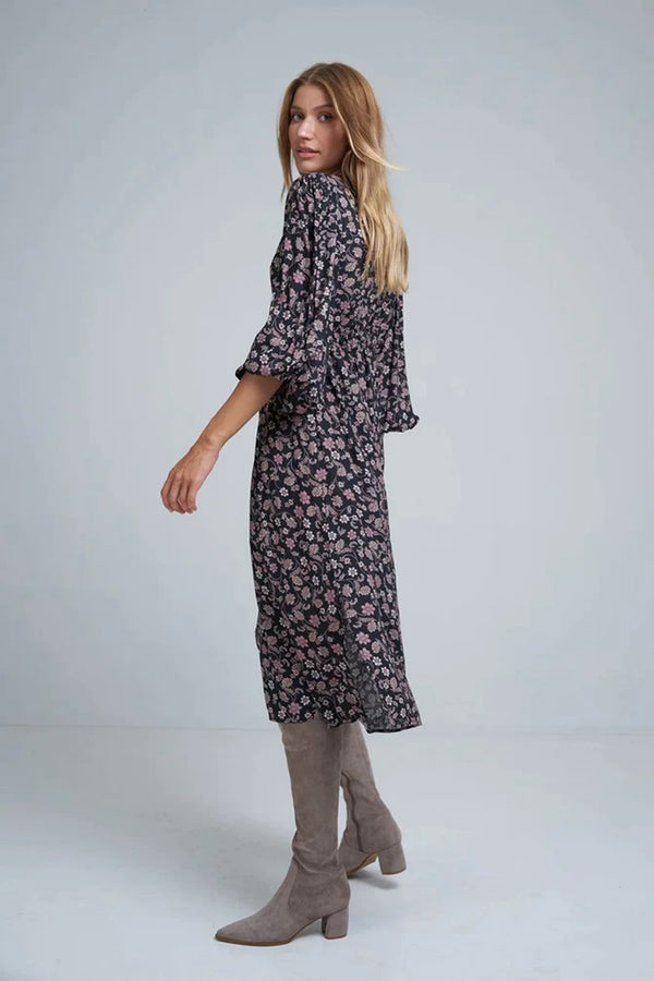 Lilya - Norma Dress - Folk Print Black