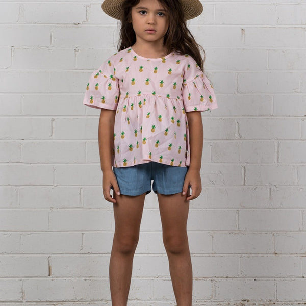 Hoot Kid - Afternoon Top - Pink Pineapple | milk + ginger