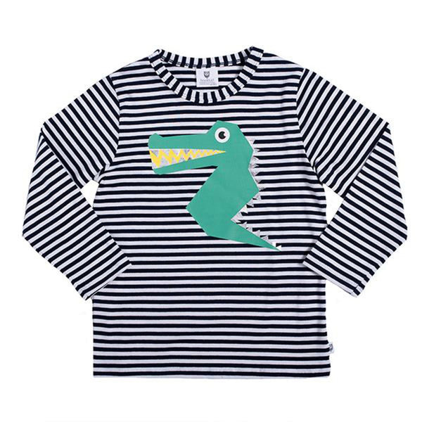 Hoot Kid - Happy Croc Tee - Navy/White Stripe | milk + ginger