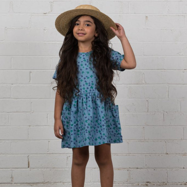 Hoot Kid - Seen it All Dress - Chambray Butterfly | milk + ginger