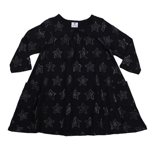 Hoot Kid - Stars and Smiles Swing Dress - Black | milk + ginger