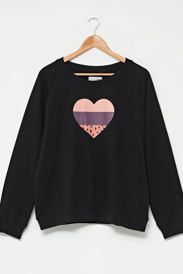 Stella + Gemma - Black Mulberry Heart Sweater