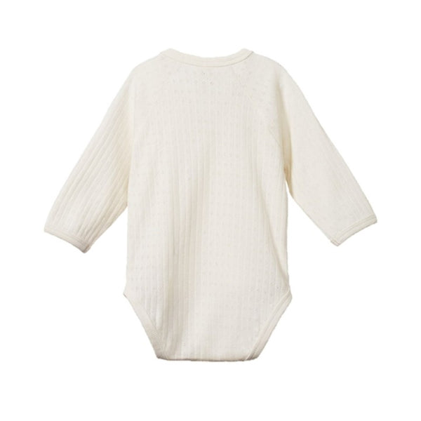 Nature Baby - Long Sleeve  Pointelle Kimono Bodysuit - Natural | milk + ginger