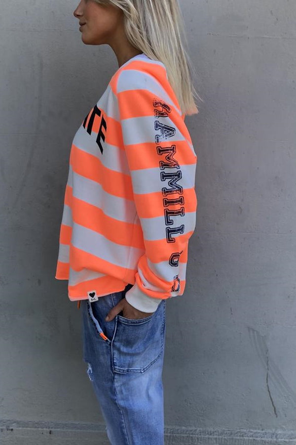 Hammill & Co - Raw Hem Orange Stripe Sweat | milk + ginger
