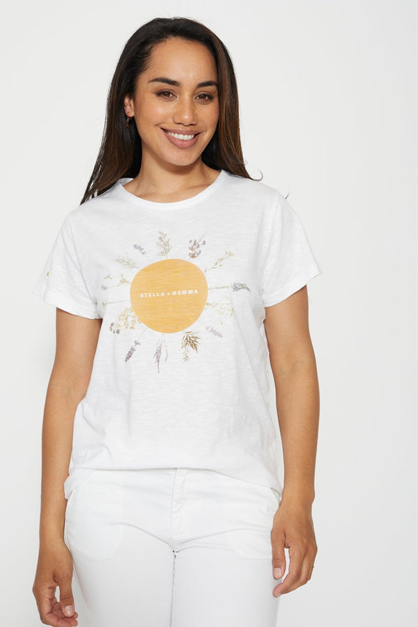 Stella + Gemma - Flower Dial Tee - White