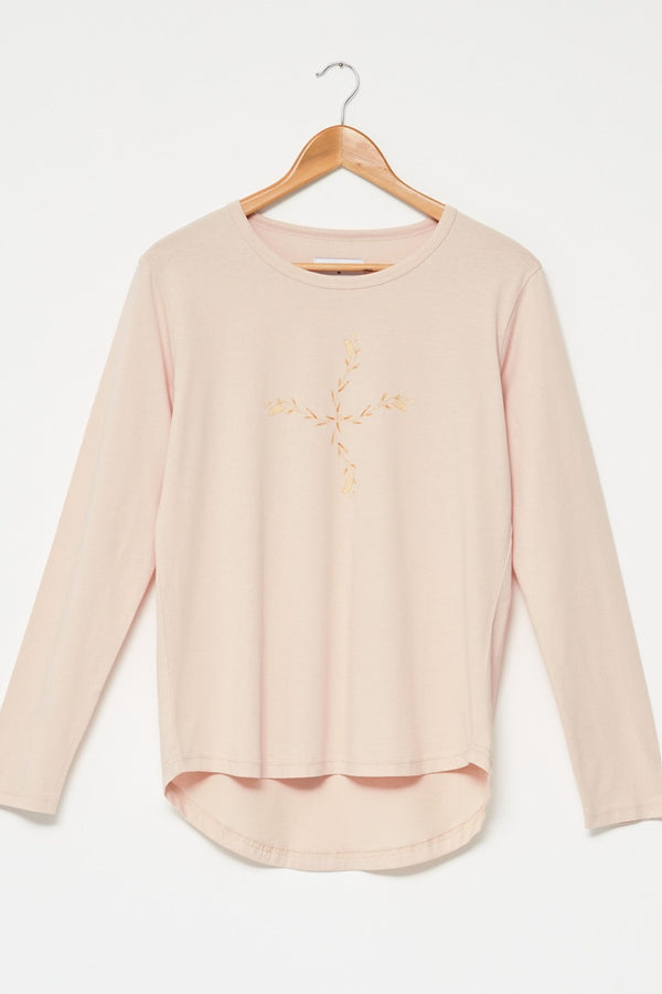 Stella + Gemma - Blush Floral Cross - Long Sleeve Tee