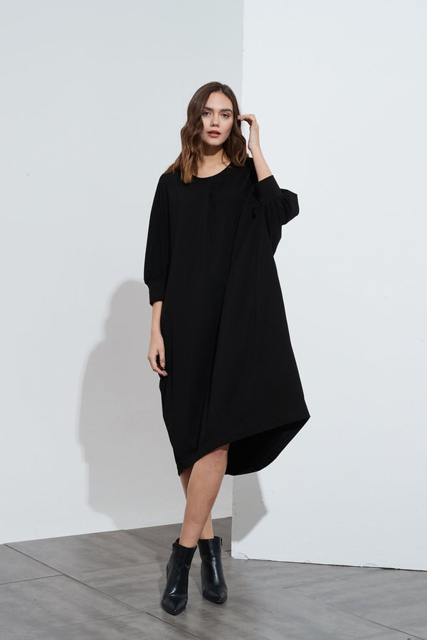 Tirelli - Relaxed Batwing Dress - Black | milk + ginger