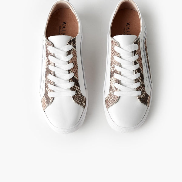 Walnut Melbourne - The Hatch Leather Sneaker - White | milk + ginger