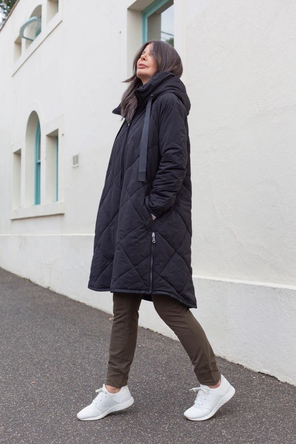 Tirelli - Zip Hem Winter Coat - Black