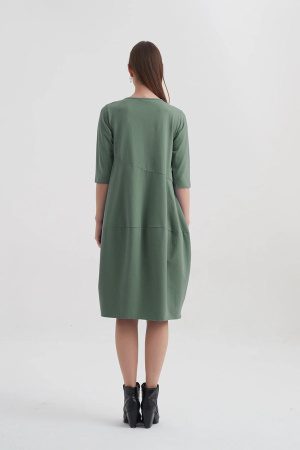 Tirelli - 3/4 Sleeve Diagonal Seam Dress - Lilypad