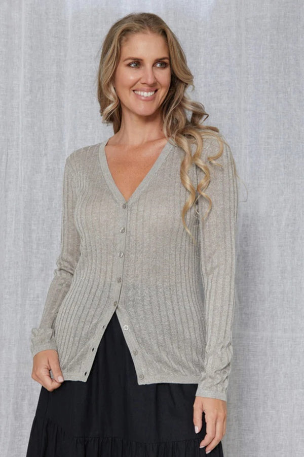 Stella + Gemma - Beverly Cardigan - Mushroom Lurex