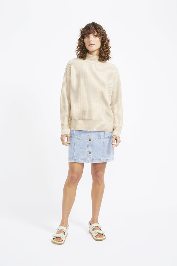 Staple - Oracle Rib Knit Jumper - Natural Marle | milk + ginger