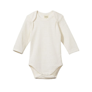 Nature Baby - Long Sleeve Pointelle Bodysuit - Natural | milk + ginger