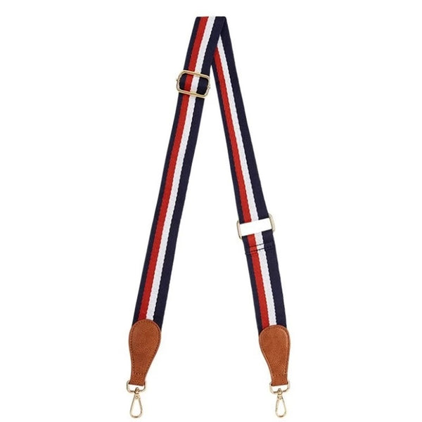 Elms + King - Accent Strap - Navy Tri Colour w/Tan Pebble Tab | milk + ginger