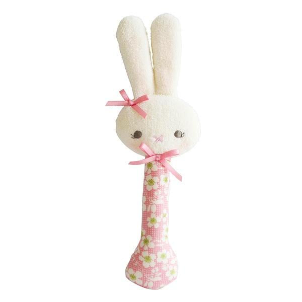 Alimrose - Bunny Stick Rattle Cherry Nest | milk + ginger